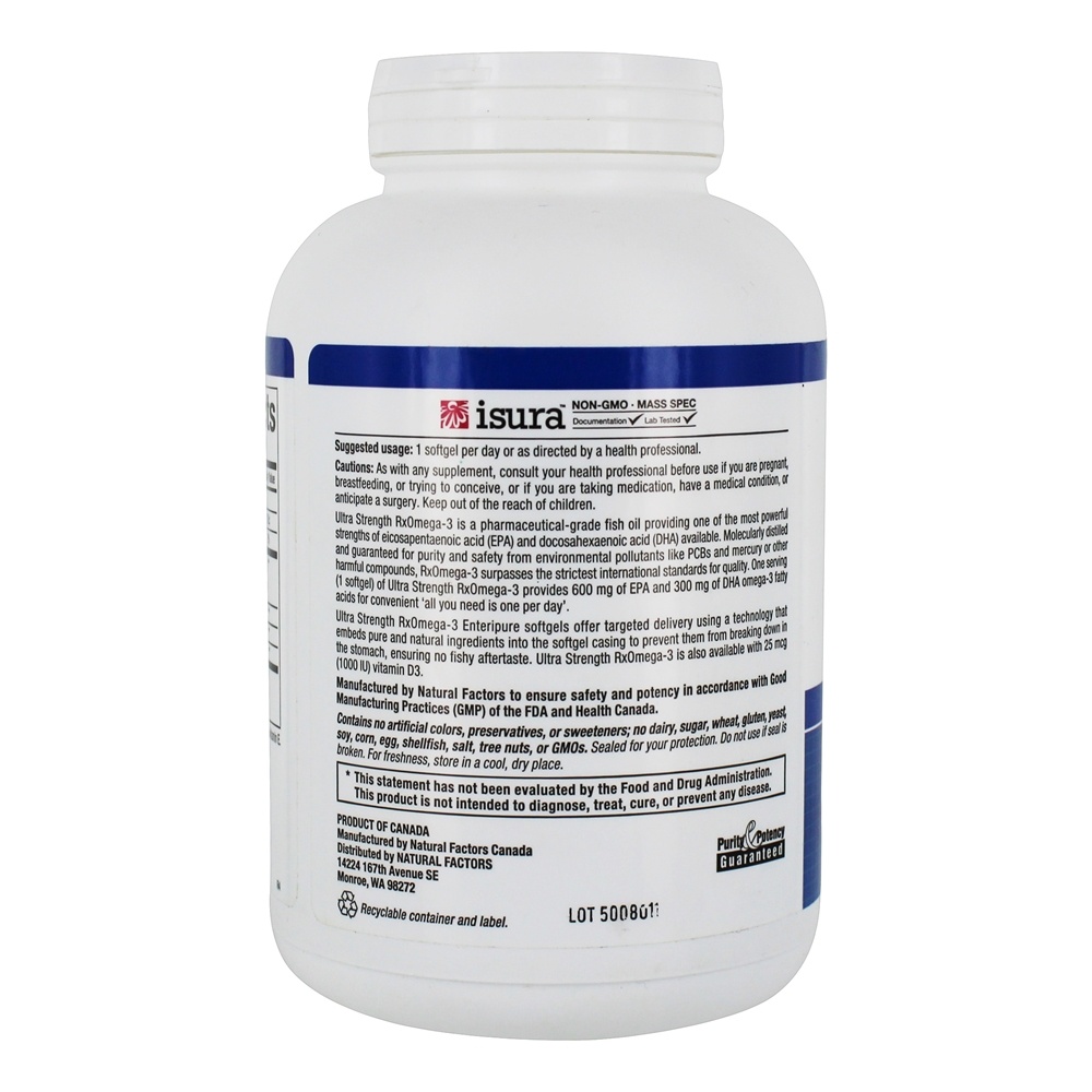 Fatores Ultra RxOmega-3 EPA / DHA 900 mg. - 150 Natural Factors entérico Natural Factors - Imagem 3