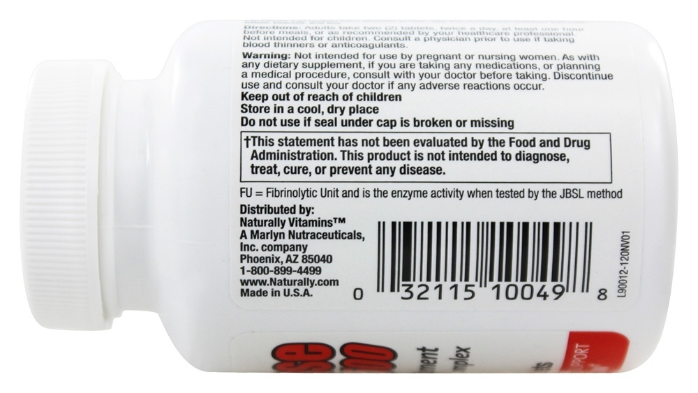 Nattokinase 1500 FU - 120 Tablets Naturally Vitamins - Imagem 4