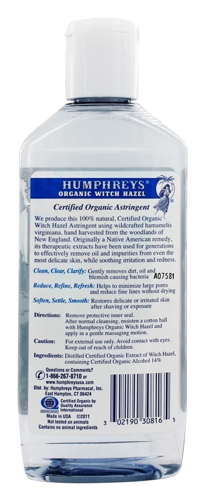 Avelã de Bruxa Orgânica 100 % Adstringente Natural para Face e Corpo - 8 oz. Humphreys - Imagem 2