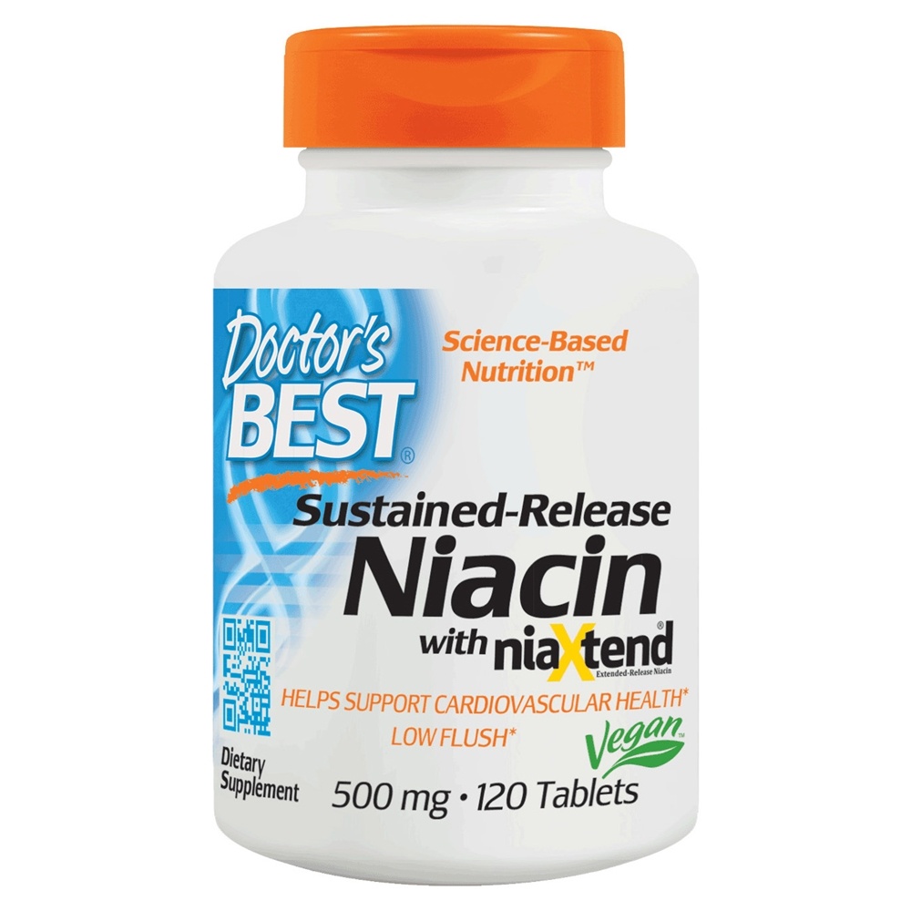 Niacina de liberação prolongada com NiaXtend 500 mg. - 120 Tablets Doctor's Best