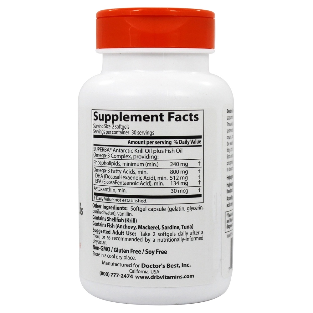 Enhanced Krill Plus Omega 3s Com Superba Krill - 60 Softgels Doctor's Best - Imagem 2