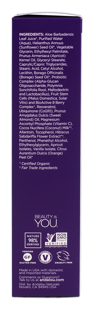 Leite de limpeza probiótico de damasco que desafia a idade - 6 fl. oz. Andalou Naturals - Imagem 2