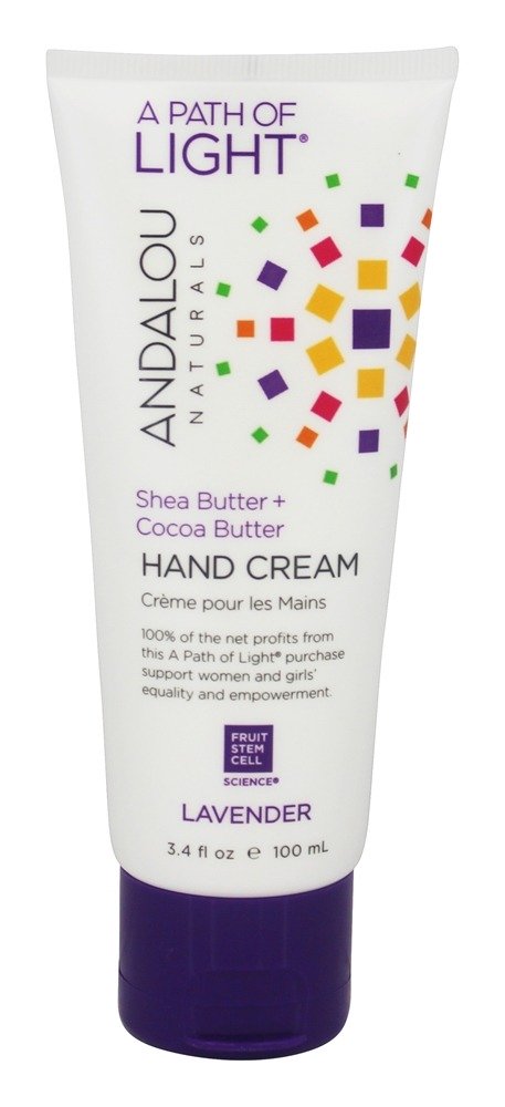 Um caminho de manteiga de karité leve + creme de mãos de manteiga de cacau lavanda - 3.4 fl. oz. Andalou Naturals