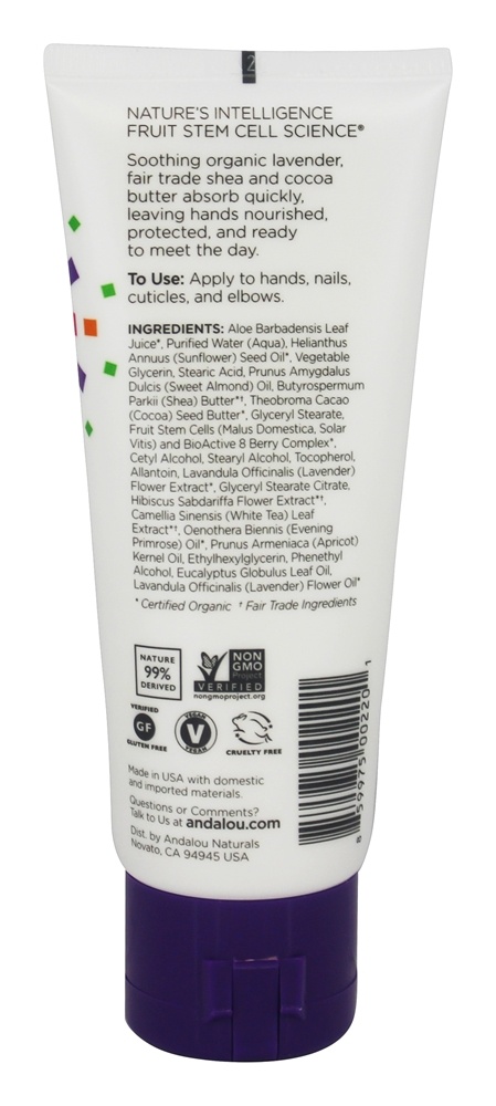 Um caminho de manteiga de karité leve + creme de mãos de manteiga de cacau lavanda - 3.4 fl. oz. Andalou Naturals - Imagem 2