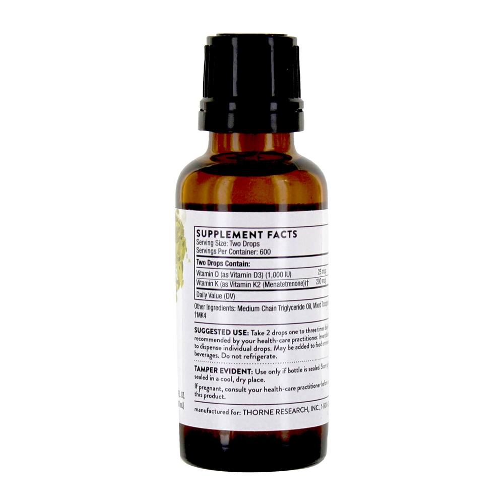 Vitamina D/K2 Líquida - 1 fl. oz. Thorne Research - Imagem 2