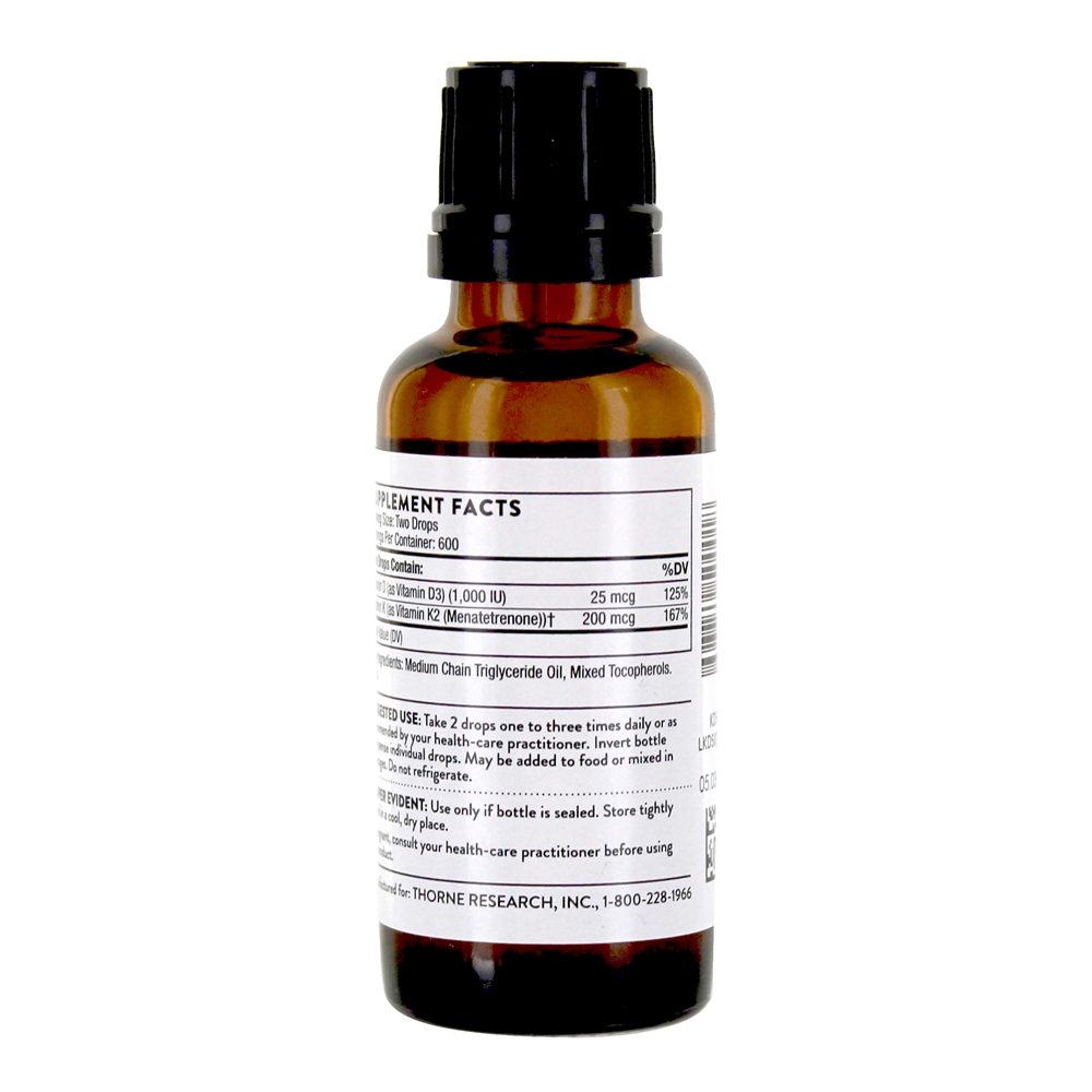 Vitamina D/K2 Líquida - 1 fl. oz. Thorne Research - Imagem 3
