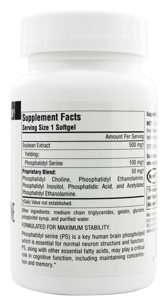 Complexo Estabilizado de Fosfatidil Serina 500 mg. - 60 Softgels Source Naturals - Imagem 2