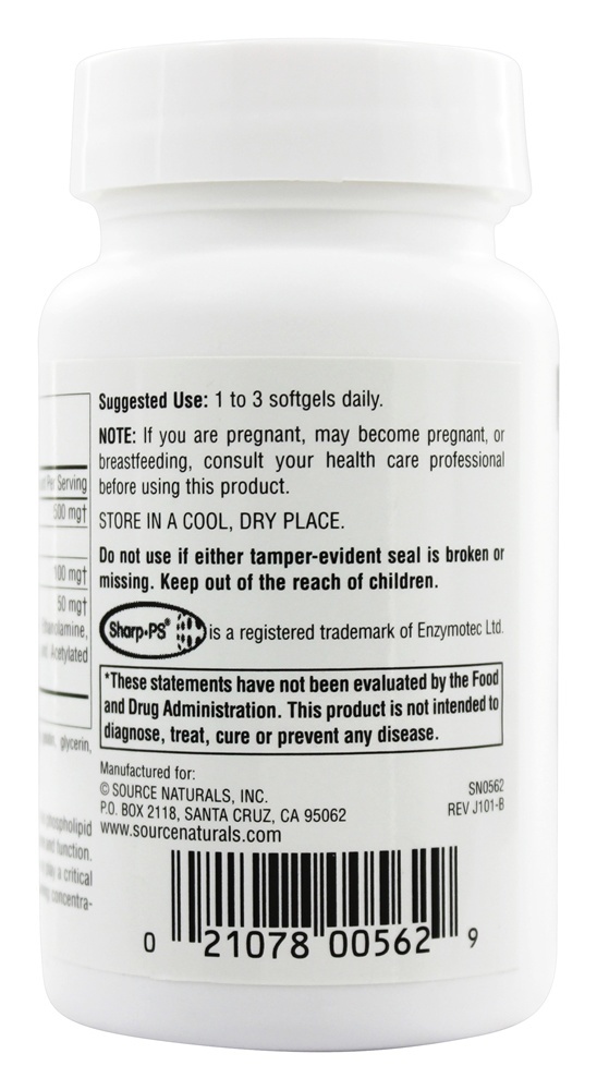 Complexo Estabilizado de Fosfatidil Serina 500 mg. - 60 Softgels Source Naturals - Imagem 3