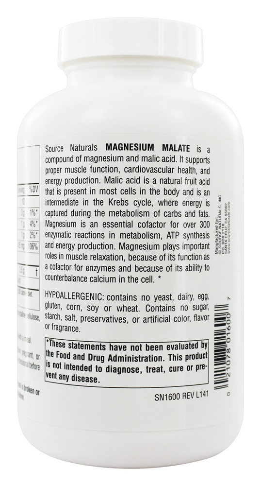 Magnésio Dimalato 625 mg. - Cápsulas 200 Source Naturals - Imagem 3
