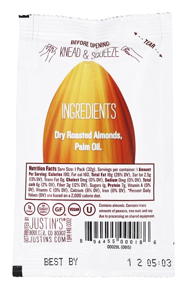 Pacote de aperto de manteiga de amêndoa clássico - 1.15 oz. Justin's Nut Butter - Imagem 2