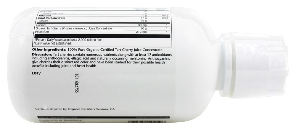 Organic Galdéria da cereja 100 % Pure suco concentrado - 16 fl. oz. Solaray - Imagem 3