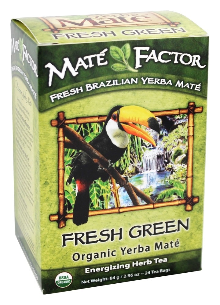Erva Orgânica Erva-Mate Energizante Chá Verde Fresco - 24 Saquinhos de Chá Mate Factor