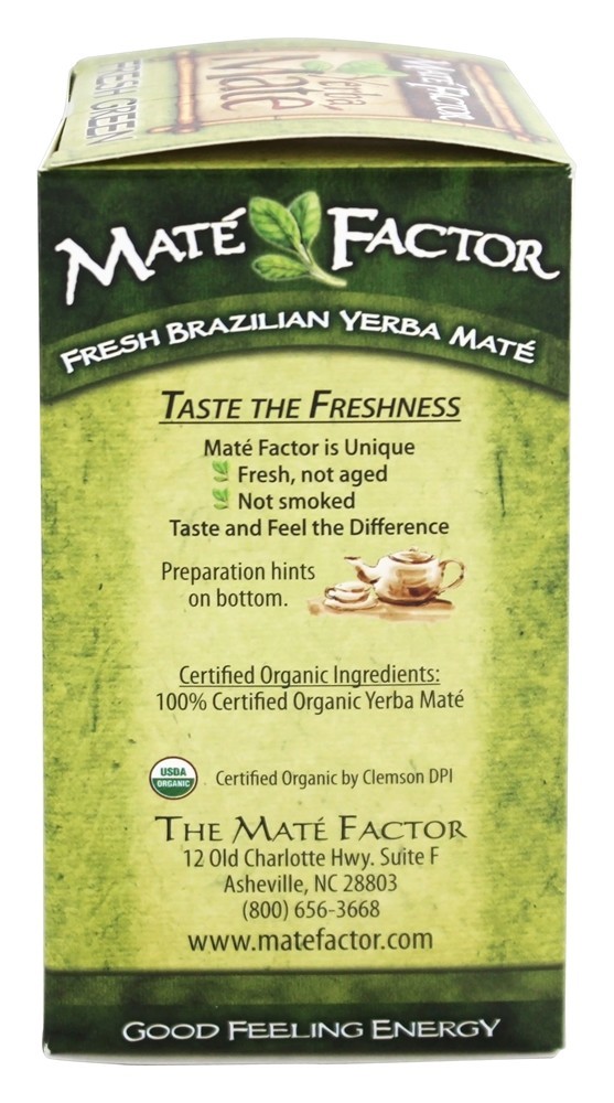 Erva Orgânica Erva-Mate Energizante Chá Verde Fresco - 24 Saquinhos de Chá Mate Factor - Imagem 2