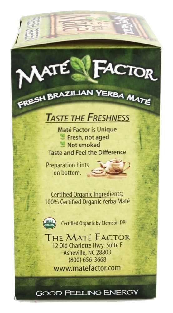 Erva Orgânica Erva-Mate Energizante Chá Verde Fresco - 24 Saquinhos de Chá Mate Factor - Imagem 4