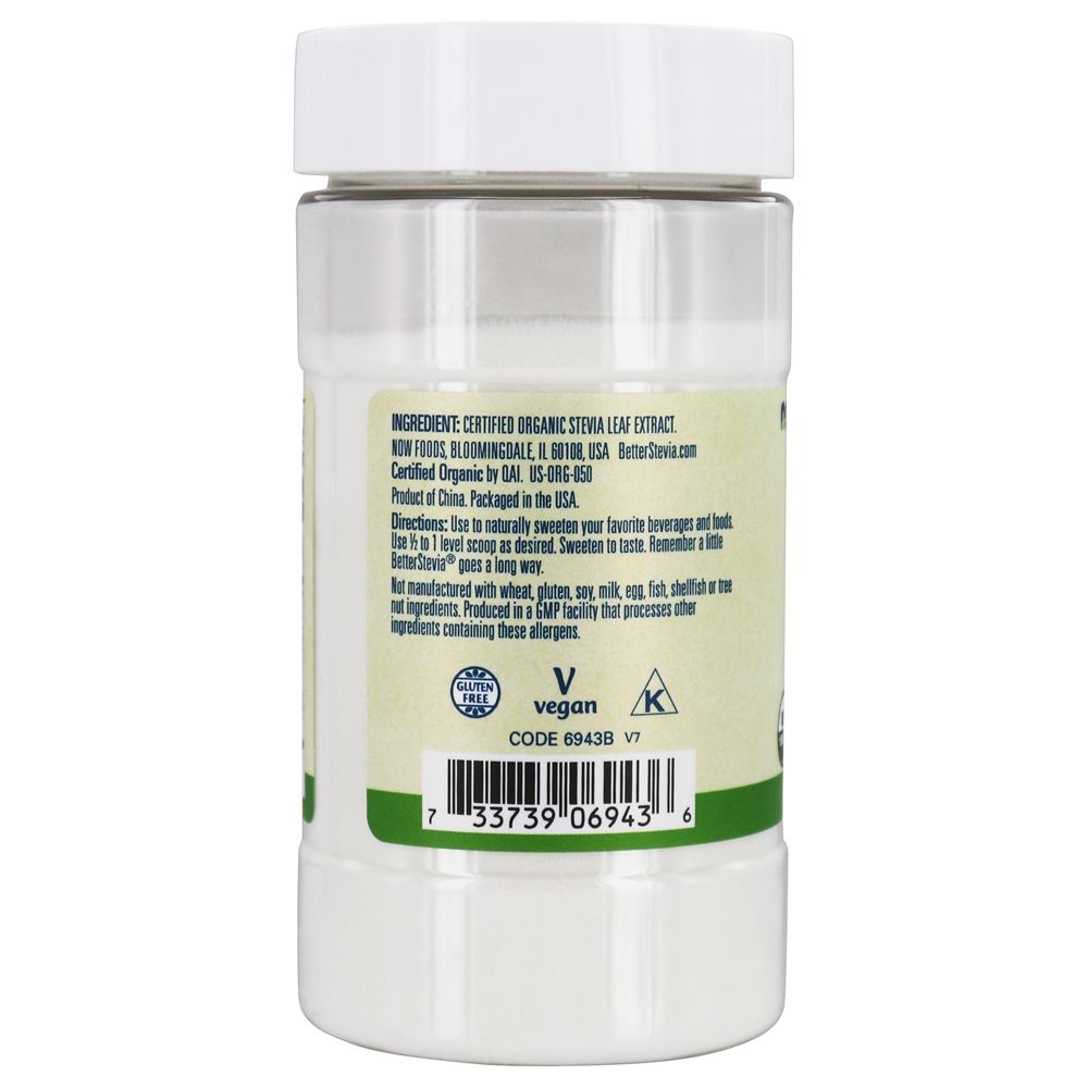 Adoçante em pó orgânico BetterStevia - 4 oz. NOW Foods - Imagem 2