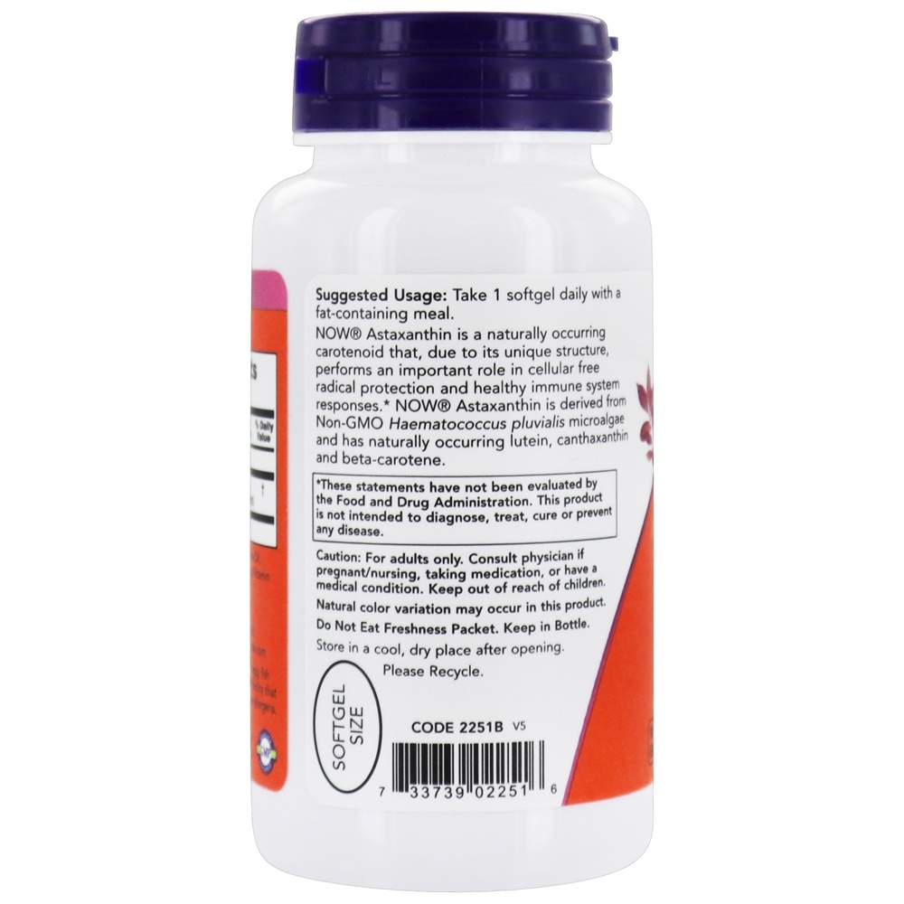 Proteção Celular de Astaxantina de Força Extra 10 mg . - 60 Softgels NOW Foods - Imagem 3
