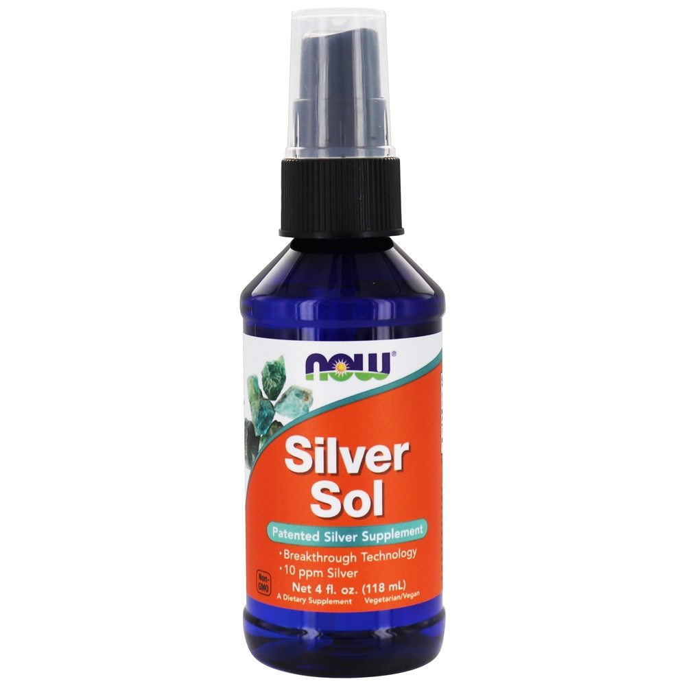 Prata Sol Patenteado Prata Completar 10 Ppm - 4 oz. NOW Foods