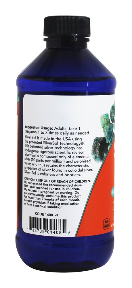 Prata Sol Patenteado Prata Completar 10 Ppm - 8 fl. oz. NOW Foods - Imagem 3