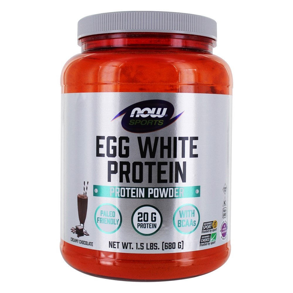 Agora esportes ovo branco proteína em pó de chocolate cremoso - 1.5 lbs. NOW Foods