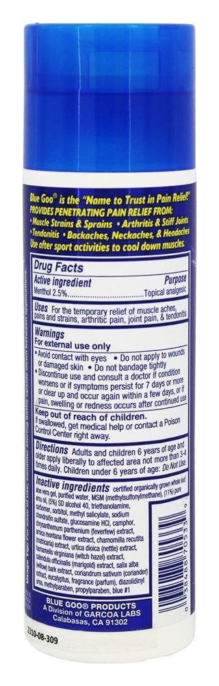 Resfriamento Dor Alívio Gel com 100% Pure Ema óleo - 6 fl. oz. Blue Goo - Imagem 2