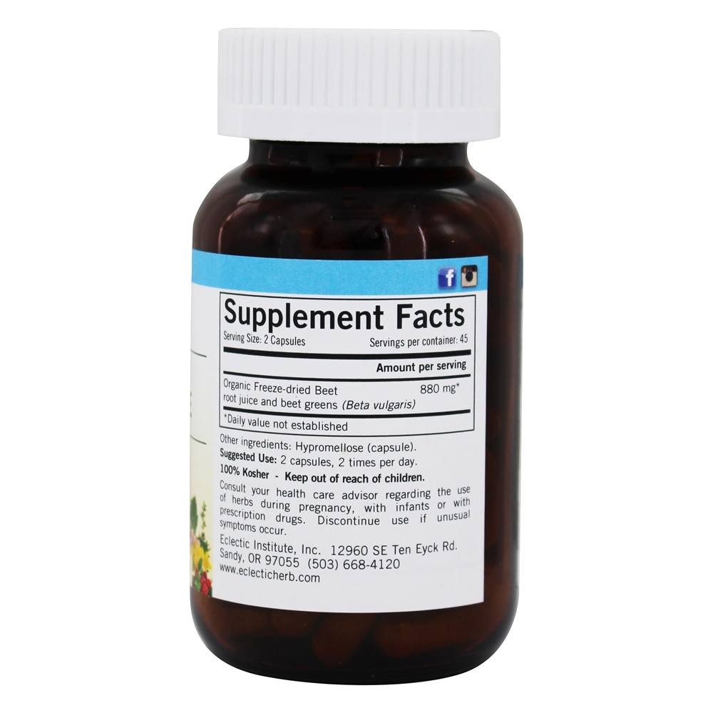 Suco de Beterraba Fresco Liofilizado 440 mg. - Cápsulas vegetarianas 90 Eclectic Institute - Imagem 2
