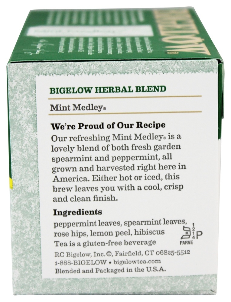 Erva Chá Todos Natural Cafeína Livre Hortelã Miscelânea - 20 Saquinhos de Chá Bigelow Tea - Imagem 3
