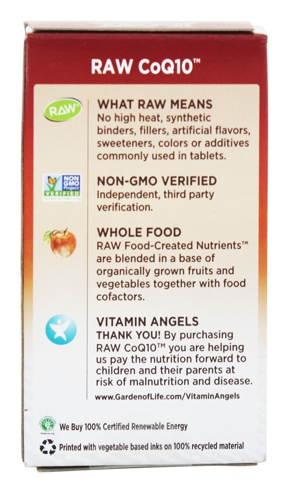 CoQ10 cru - 60 Tampas veganas Garden of Life - Imagem 3