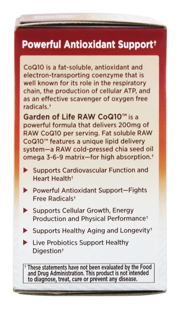 CoQ10 cru - 60 Tampas veganas Garden of Life - Imagem 4