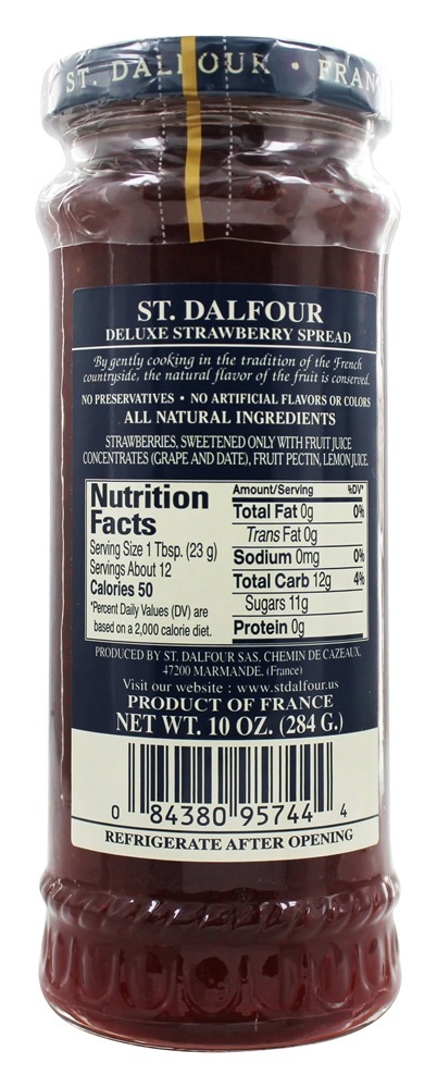 Fruto Espalhar 100% Natural Congestionamento Morango - 10 oz. St. Dalfour - Imagem 2