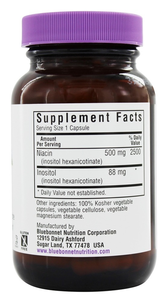 Niacina Flush-Free 500 mg. - Cápsulas vegetarianas 60 Bluebonnet Nutrition - Imagem 2