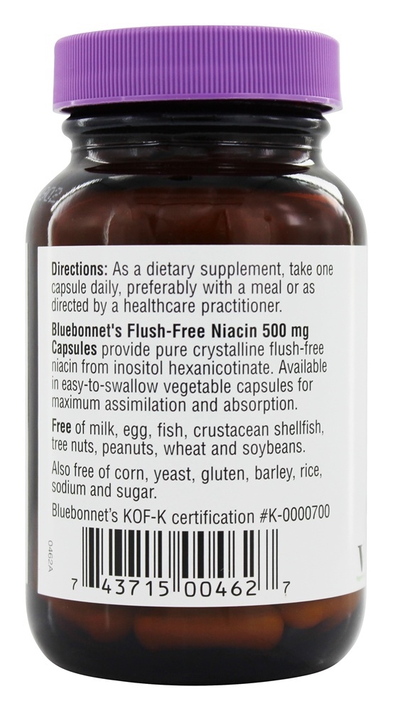 Niacina Flush-Free 500 mg. - Cápsulas vegetarianas 60 Bluebonnet Nutrition - Imagem 3