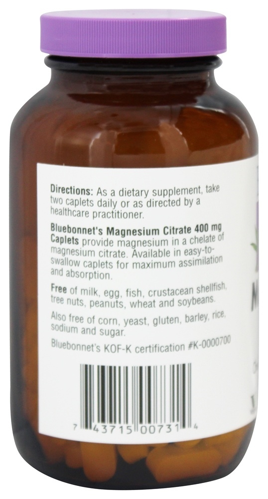 Citrato de Magnésio Quelatado 400 mg. - 120 Cápsulas Bluebonnet Nutrition - Imagem 3