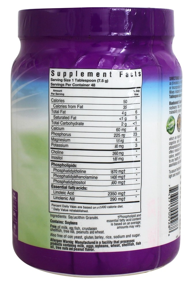 Grânulos de Lecitina de Soja Natural - 12.7 oz. Bluebonnet Nutrition - Imagem 2