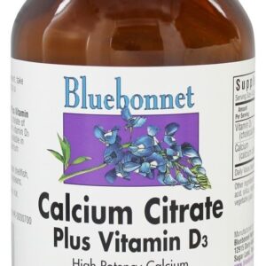 Citrato de Cálcio Com Vitamina D3 de Alta Potência - 180 Cápsulas Bluebonnet Nutrition