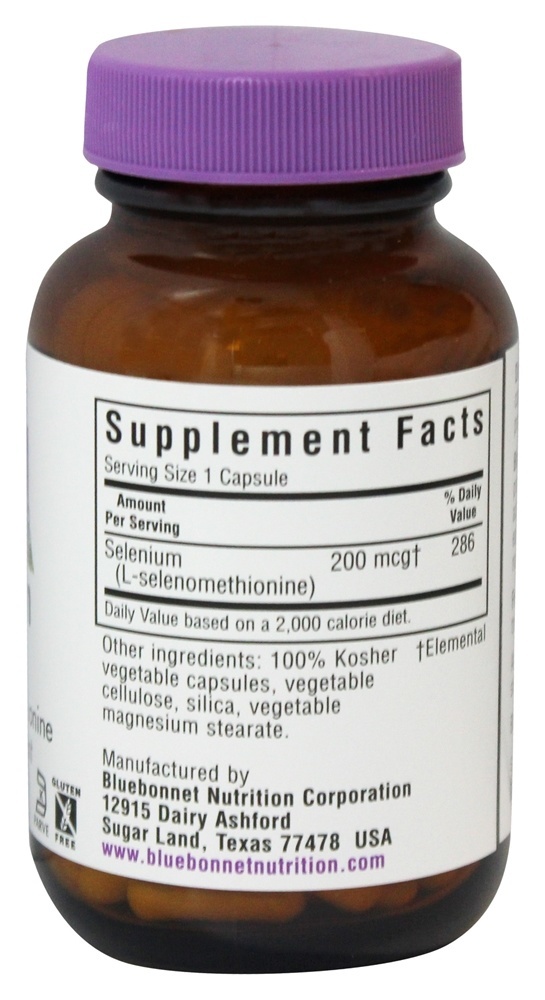 Selênio Selenometionina Sem Levedura 200 mcg. - Cápsulas vegetarianas 90 Bluebonnet Nutrition - Imagem 2