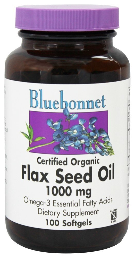 Óleo de semente de linho orgânico certificado 1000 mg. - 100 Softgels Bluebonnet Nutrition