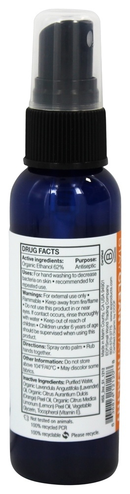 Mão Sanitizer Spray Orgânico Doce Laranja - 2 fl. oz. EO Products - Imagem 2