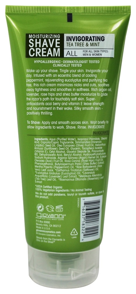 Hidratante Barbear Creme Revigorante Chá árvore & Hortelã - 7 fl. oz. Giovanni - Imagem 2