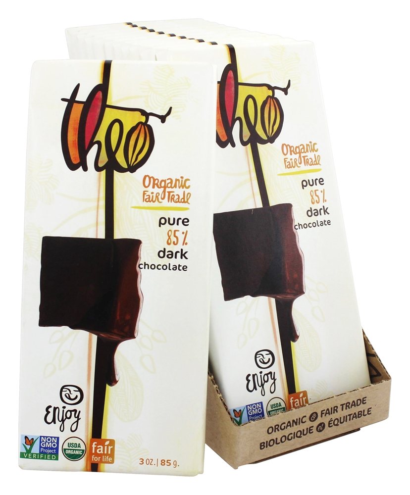 Comércio orgânico e justo 85 barra de chocolate escuro Pure - 3 oz. Theo Chocolate - Imagem 3