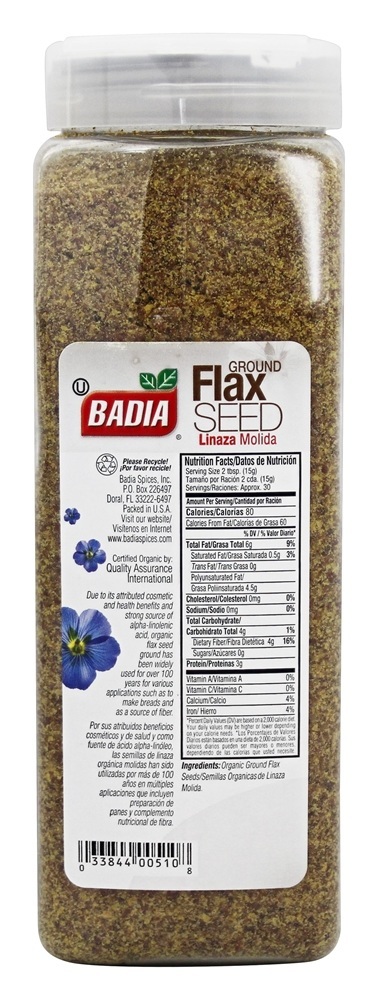 Semente de Linhaça Moída Orgânica - 16 oz. Badia - Imagem 2