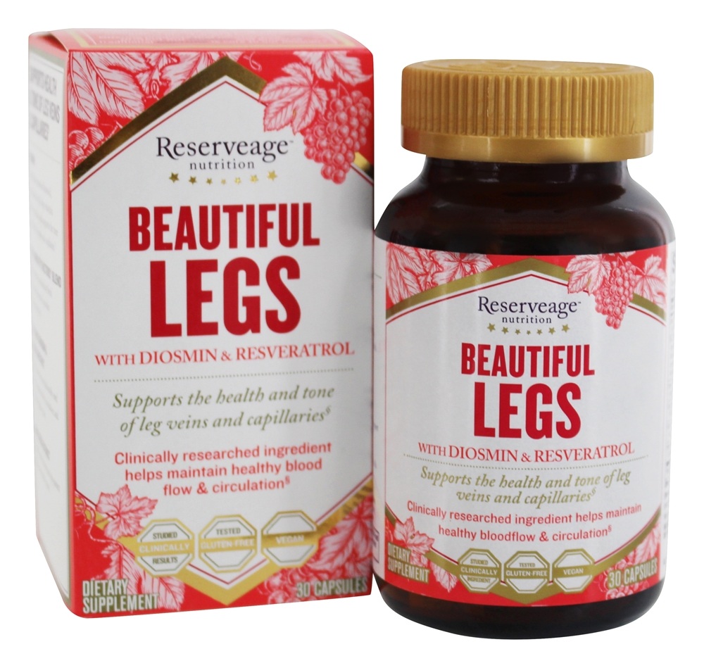 Lindas Pernas com Diosmin & Resveratrol - Cápsulas 30 Reserveage Nutrition