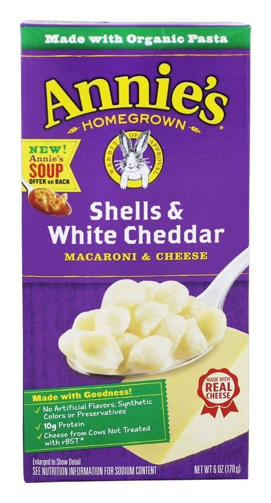 Conchas de Macarrão e Queijo e Queijo Cheddar Branco - 6 oz. Annie's