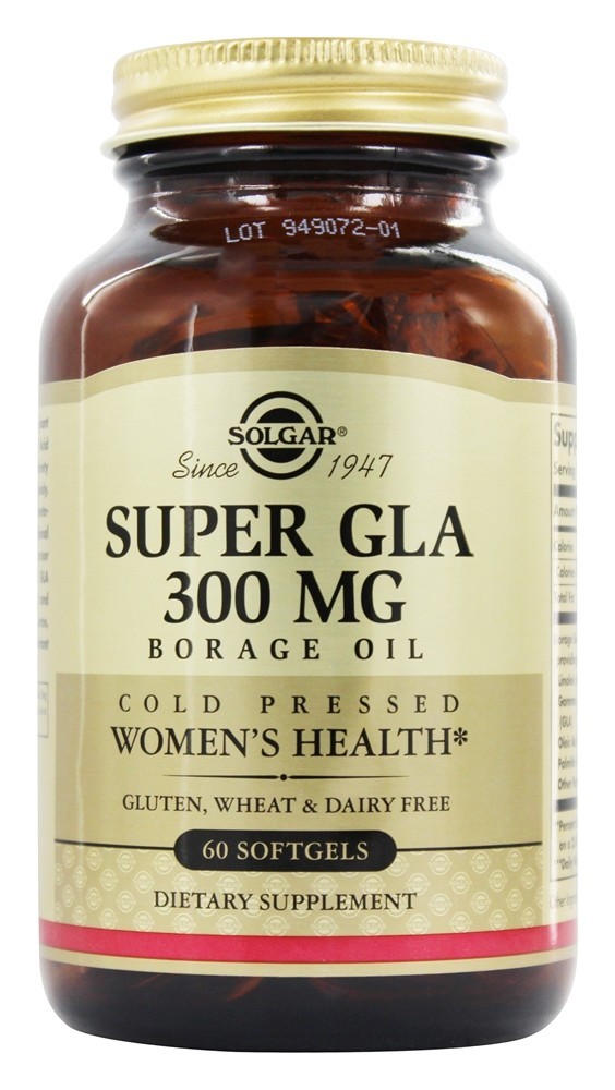 Super GLA Óleo de borragem frio pressionou a saúde das mulheres 300 mg. - 60 Softgels Solgar