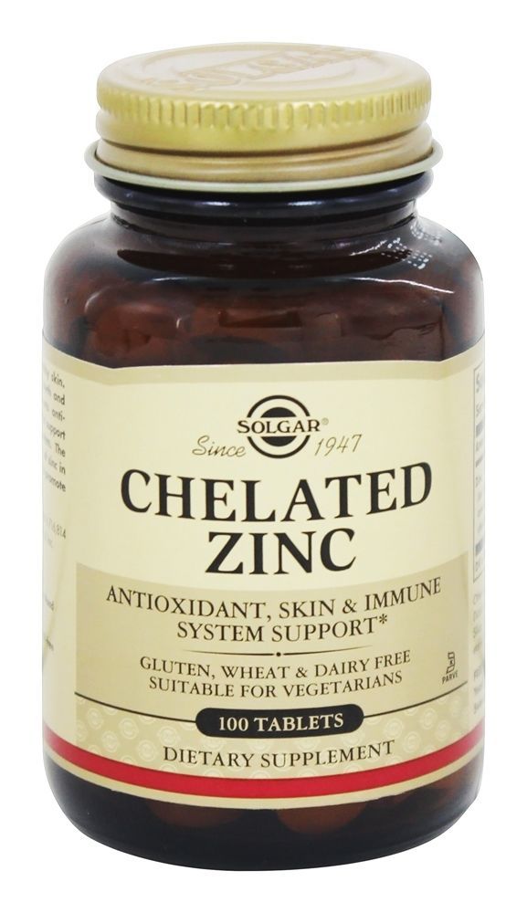 Processo Patenteado Avançado de Zinco Quelado - 100 Tablets Solgar