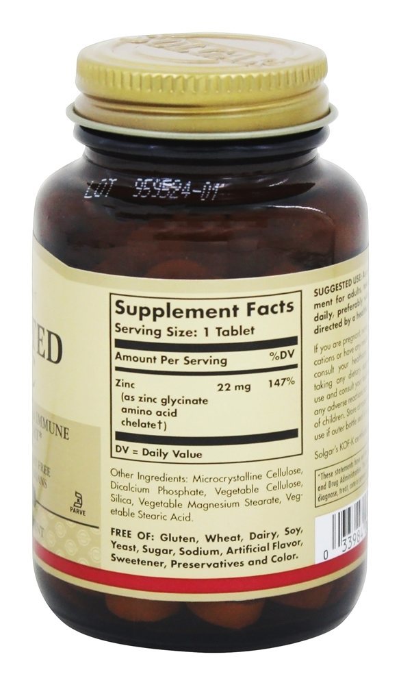 Processo Patenteado Avançado de Zinco Quelado - 100 Tablets Solgar - Imagem 2
