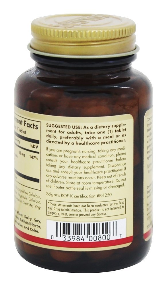 Processo Patenteado Avançado de Zinco Quelado - 100 Tablets Solgar - Imagem 3
