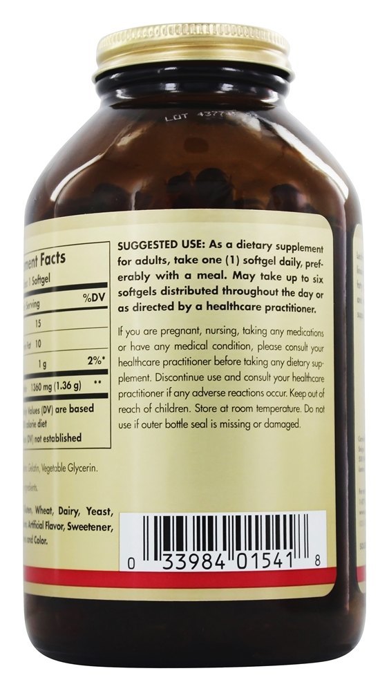 Lecitina Unbleached 1360 mg. - 250 Softgels Solgar - Imagem 3