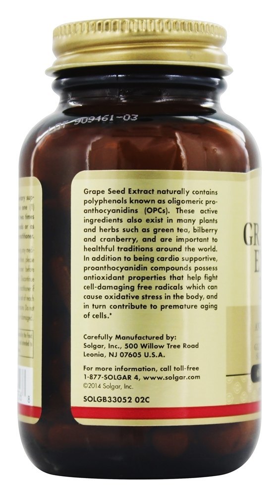 Extrato de Semente de Uva 100 mg. - Cápsulas vegetarianas 60 Solgar - Imagem 4
