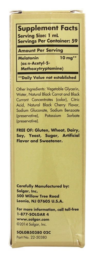Melatonina Líquida 10 mg. - 2 fl. oz. Solgar - Imagem 2