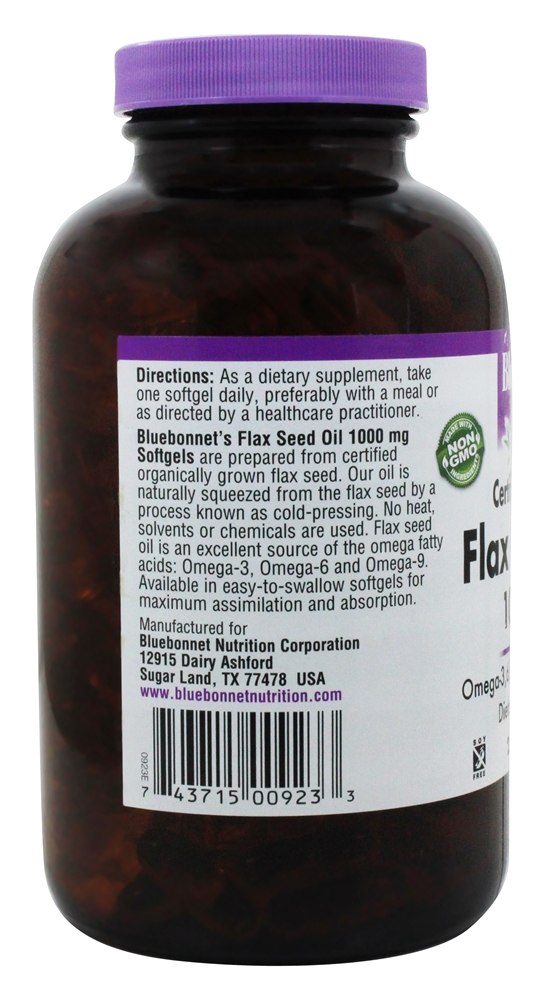 Óleo de linhaça 1000 mg. - 250 Softgels Bluebonnet Nutrition - Imagem 3
